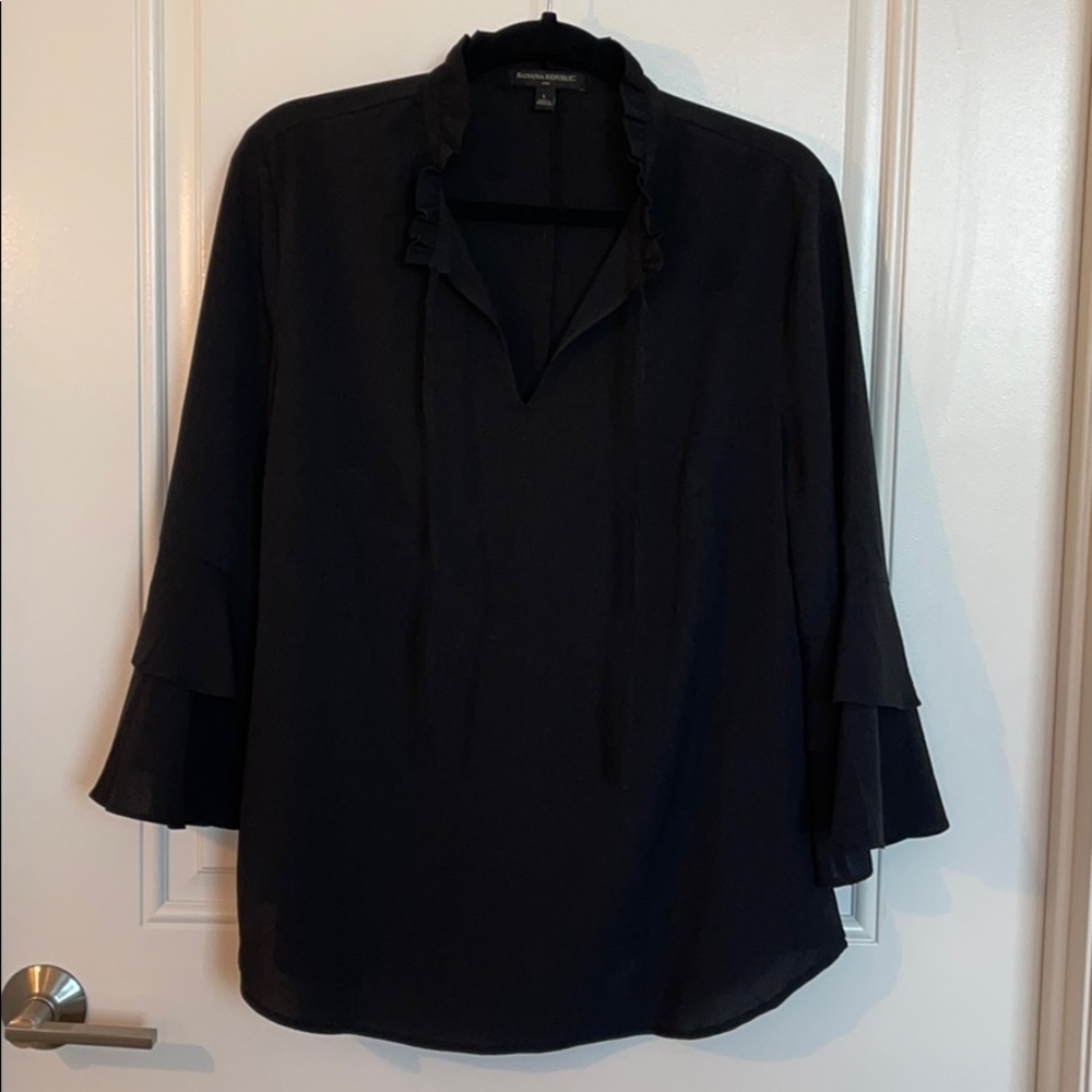 Banana Republic Silk Tunic Ruffle Collar